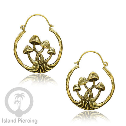 Anting Kuningan , Brass Earring, motif Kelelawar, Laba-laba dan Jamur