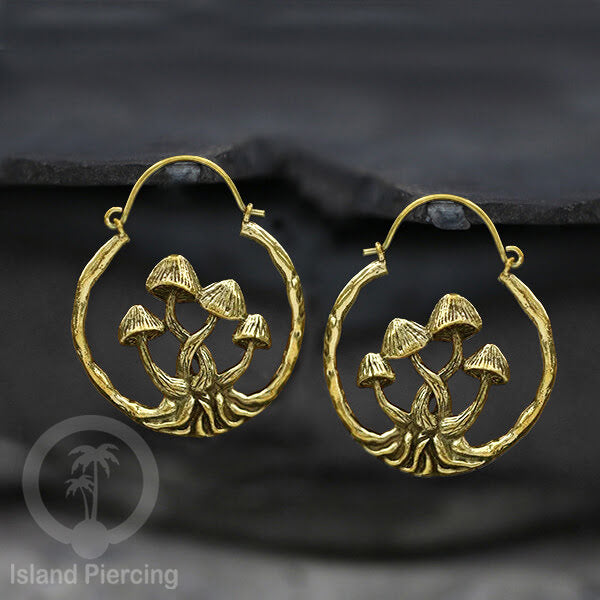 Anting Kuningan , Brass Earring, motif Kelelawar, Laba-laba dan Jamur