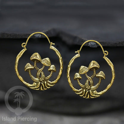 Anting Kuningan , Brass Earring, motif Kelelawar, Laba-laba dan Jamur
