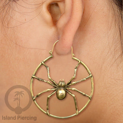 Anting Kuningan , Brass Earring, motif Kelelawar, Laba-laba dan Jamur