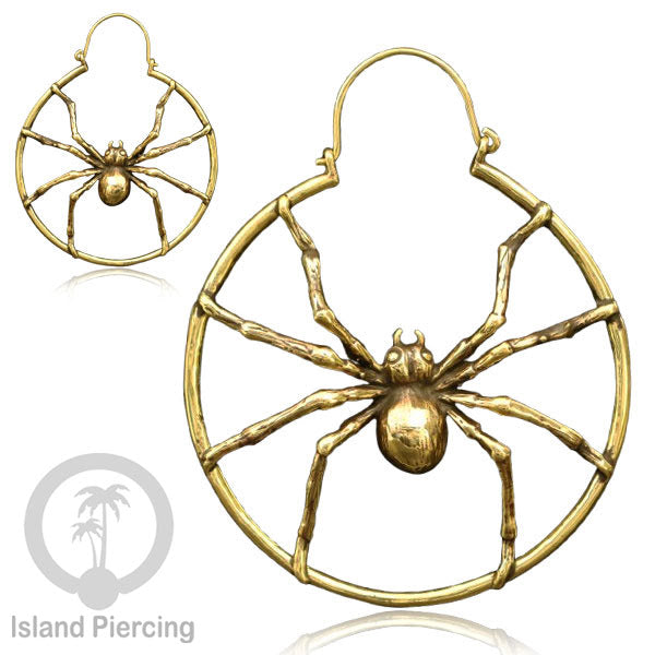 Anting Kuningan , Brass Earring, motif Kelelawar, Laba-laba dan Jamur