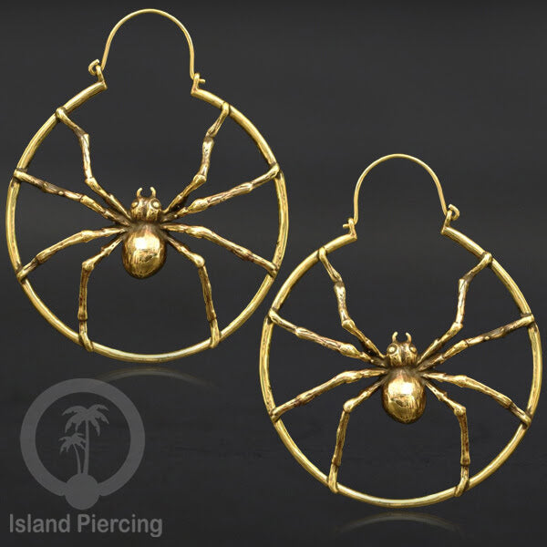 Anting Kuningan , Brass Earring, motif Kelelawar, Laba-laba dan Jamur