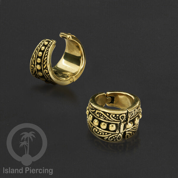 Brass Earlobe Cuff, Tindik Kuningan untuk lubang telinga yang besar 8mm ke atas