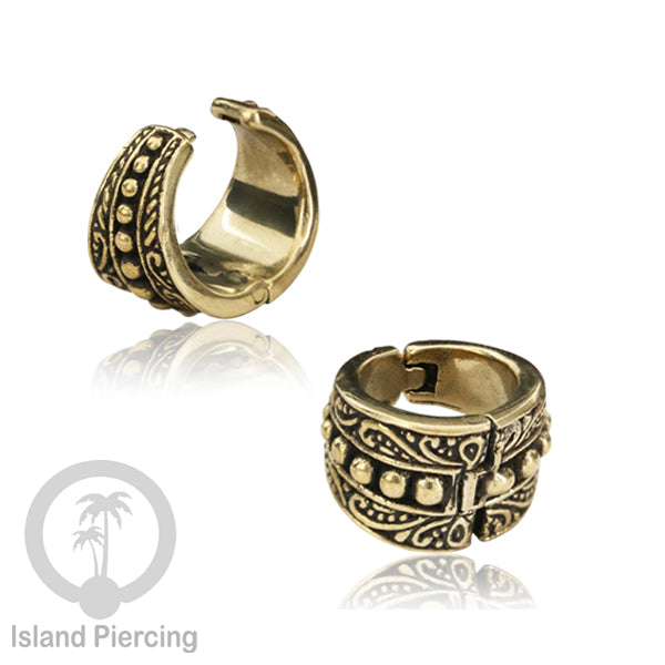 Brass Earlobe Cuff, Tindik Kuningan untuk lubang telinga yang besar 8mm ke atas