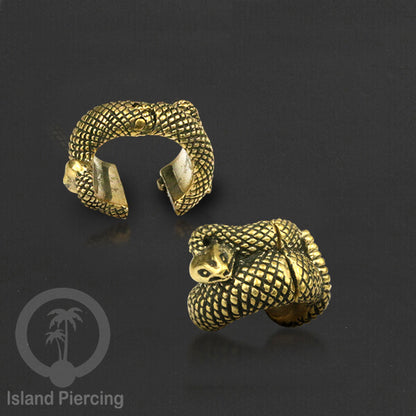 Brass Earlobe Cuff, Tindik Kuningan untuk lubang telinga yang besar 8mm dan lebih besar