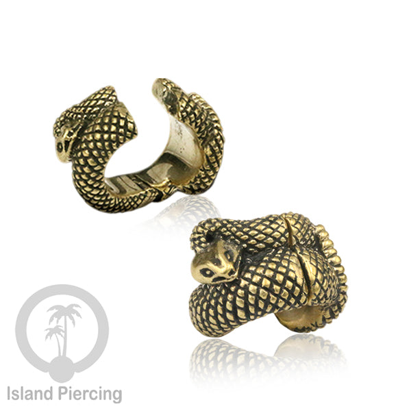 Brass Earlobe Cuff, Tindik Kuningan untuk lubang telinga yang besar 8mm dan lebih besar