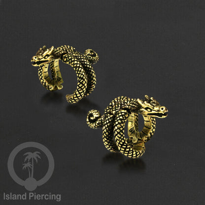 Brass Earlobe Cuff, Tindik Kuningan untuk lubang telinga yang besar 8mm dan lebih besar