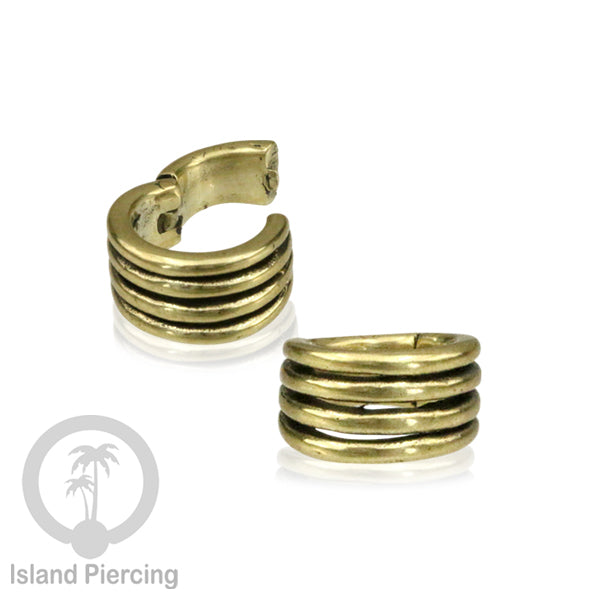 Brass Earlobe Cuff, Tindik Kuningan untuk lubang telinga yang besar 8mm dan lebih besar