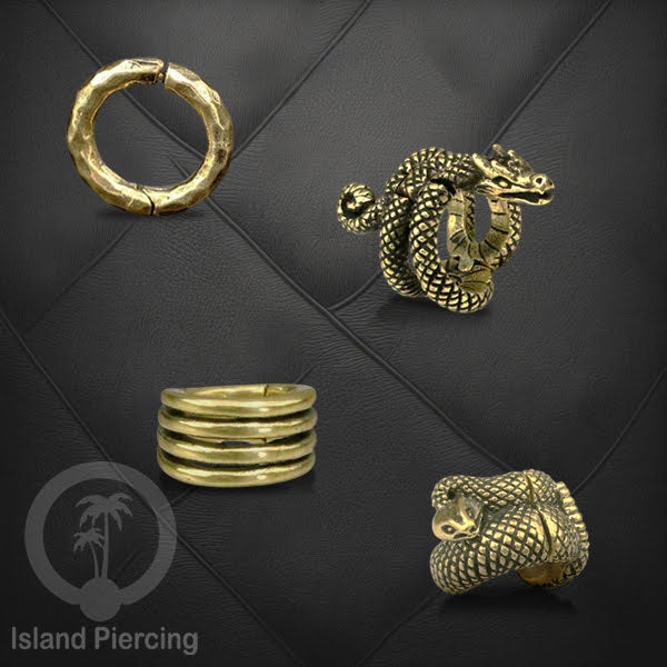 Brass Earlobe Cuff, Tindik Kuningan untuk lubang telinga yang besar 8mm dan lebih besar