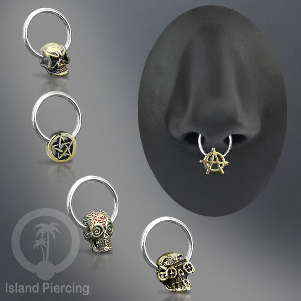 Tindik Stainless Piercing BCR dengan Liontin Kuningan banyak pilihan yang selera Gothic