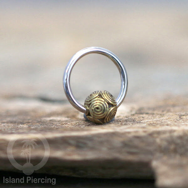 Tindik Stainless Piercing BCR dengan bola Kuningan banyak pilihan yang unik