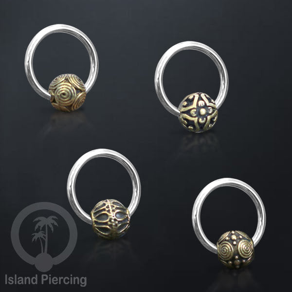 Tindik Stainless Piercing BCR dengan bola Kuningan banyak pilihan yang unik