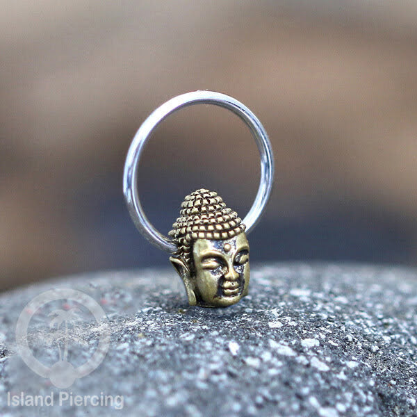 Tindik Stainless Piercing BCR dengan Liontin Kuningan Buddha, Ganesh, Kunci dan Jamur