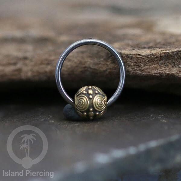 Tindik Stainless Piercing BCR dengan bola Kuningan banyak pilihan yang unik