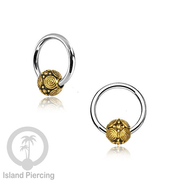 Tindik Stainless Piercing BCR dengan bola Kuningan banyak pilihan yang unik