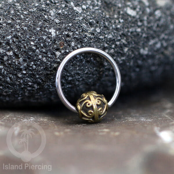 Tindik Stainless Piercing BCR dengan bola Kuningan banyak pilihan yang unik