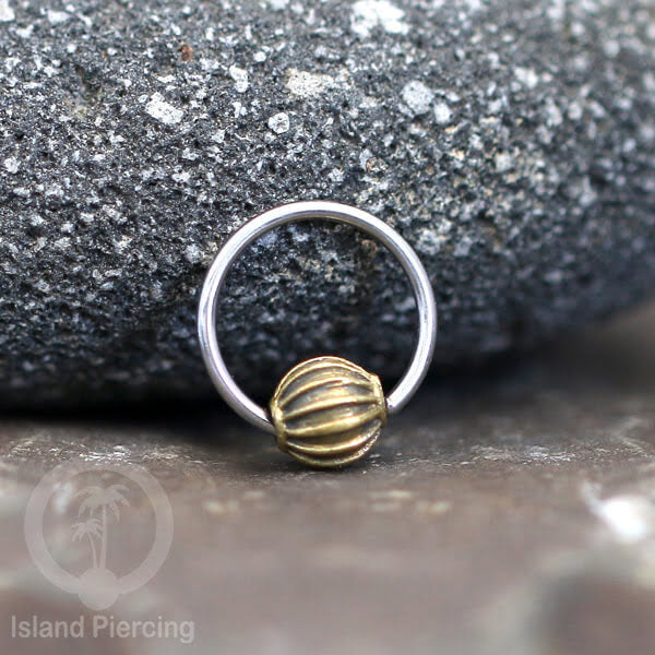Tindik Stainless Piercing BCR dengan bola Kuningan banyak pilihan yang unik