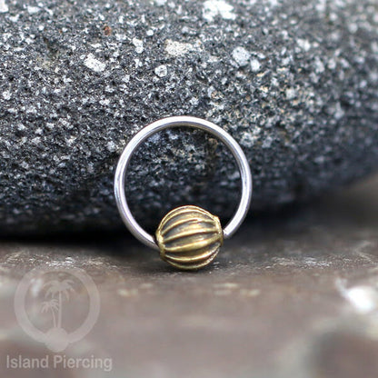 Tindik Stainless Piercing BCR dengan bola Kuningan banyak pilihan yang unik