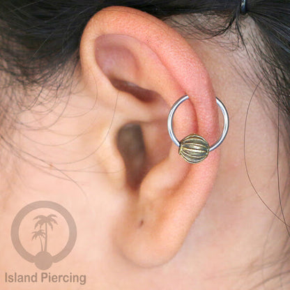 Tindik Stainless Piercing BCR dengan bola Kuningan banyak pilihan yang unik