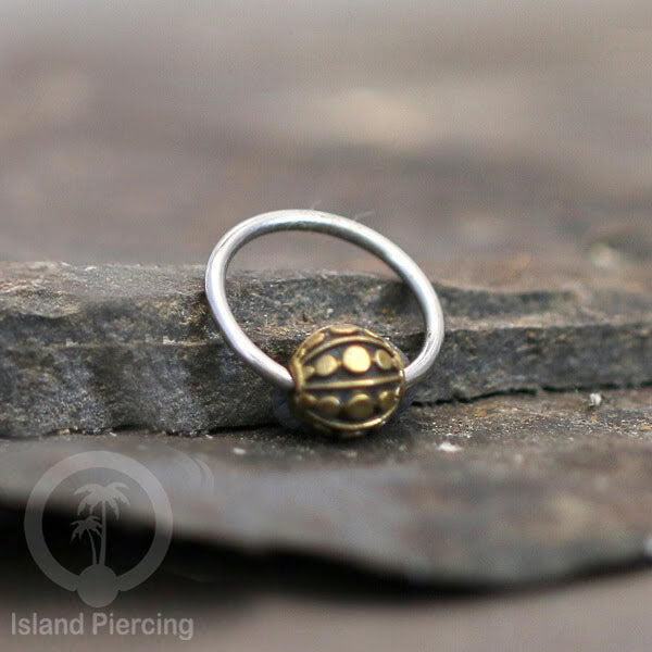 Tindik Stainless Piercing BCR dengan bola Kuningan banyak pilihan yang unik