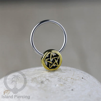 Tindik Stainless Piercing BCR dengan Liontin Kuningan banyak pilihan yang selera Gothic