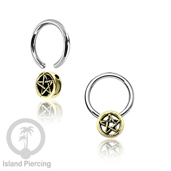 Tindik Stainless Piercing BCR dengan Liontin Kuningan banyak pilihan yang selera Gothic