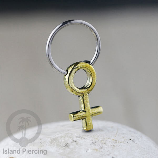Tindik Stainless Piercing BCR dengan Liontin Kuningan