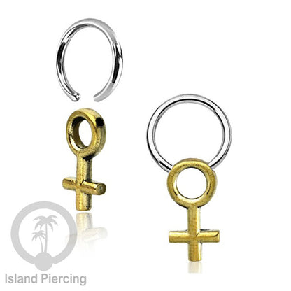 Tindik Stainless Piercing BCR dengan Liontin Kuningan