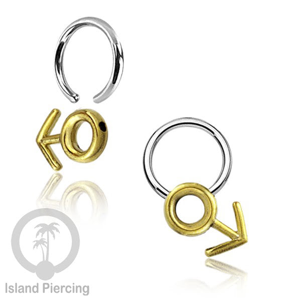 Tindik Stainless Piercing BCR dengan Liontin Kuningan
