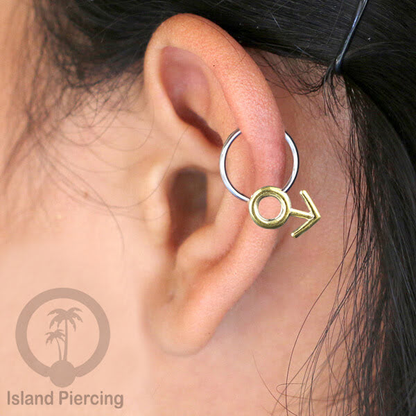 Tindik Stainless Piercing BCR dengan Liontin Kuningan