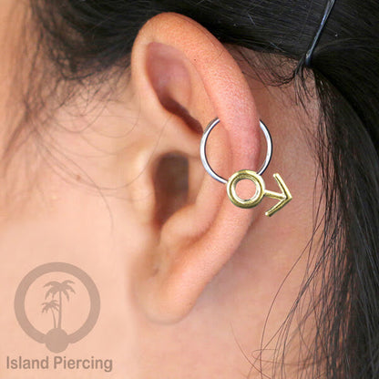 Tindik Stainless Piercing BCR dengan Liontin Kuningan