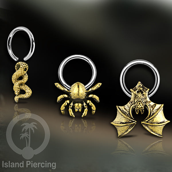 BCR piercing stainless dengan dekorasi kuningan banyak pilihan yang menarik