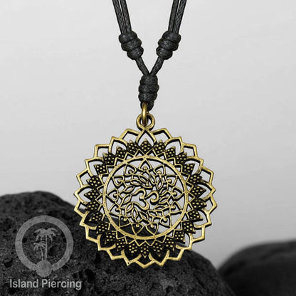 Kalung Liontin Kuningan motif Mandala Brass Pendant Necklace Mandala and Ohm designs
