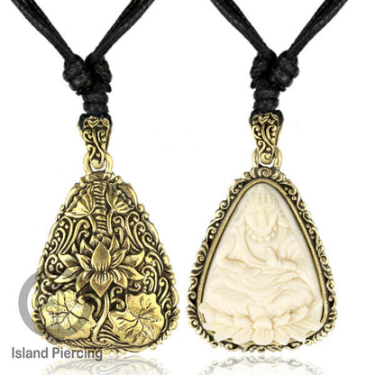 Kalung Liontin Kuningan Brass Pendant Necklace Buddha Gecko Amber Fatima Hand