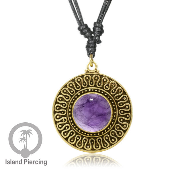 Kalung Liontin Kuningan dengan Batu Asli Brass Pendant Necklace with Semi precious stone
