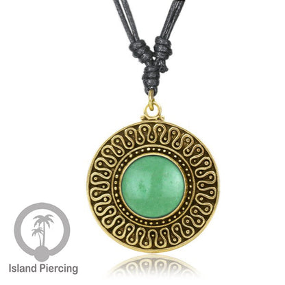 Kalung Liontin Kuningan dengan Batu Asli Brass Pendant Necklace with Semi precious stone