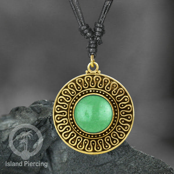 Kalung Liontin Kuningan dengan Batu Asli Brass Pendant Necklace with Semi precious stone