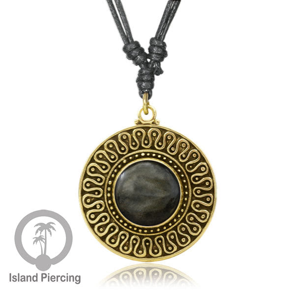 Kalung Liontin Kuningan dengan Batu Asli Brass Pendant Necklace with Semi precious stone