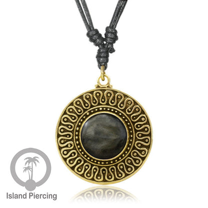 Kalung Liontin Kuningan dengan Batu Asli Brass Pendant Necklace with Semi precious stone