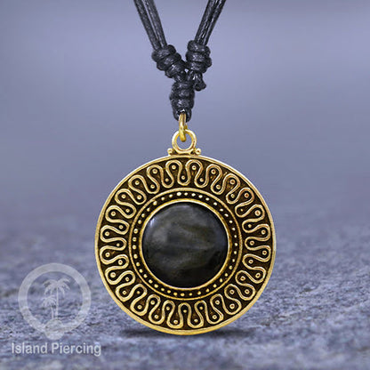 Kalung Liontin Kuningan dengan Batu Asli Brass Pendant Necklace with Semi precious stone