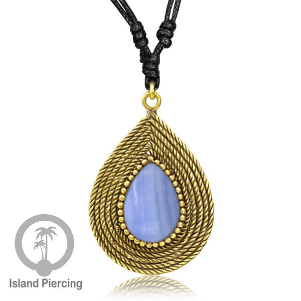 Kalung Liontin Kuningan dengan Batu Asli Brass Pendant Necklace with Semi precious stone