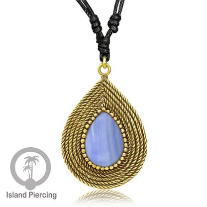 Kalung Liontin Kuningan dengan Batu Asli Brass Pendant Necklace with Semi precious stone