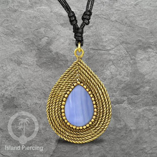 Kalung Liontin Kuningan dengan Batu Asli Brass Pendant Necklace with Semi precious stone