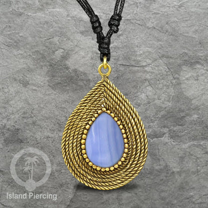 Kalung Liontin Kuningan dengan Batu Asli Brass Pendant Necklace with Semi precious stone