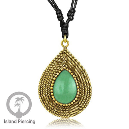 Kalung Liontin Kuningan dengan Batu Asli Brass Pendant Necklace with Semi precious stone