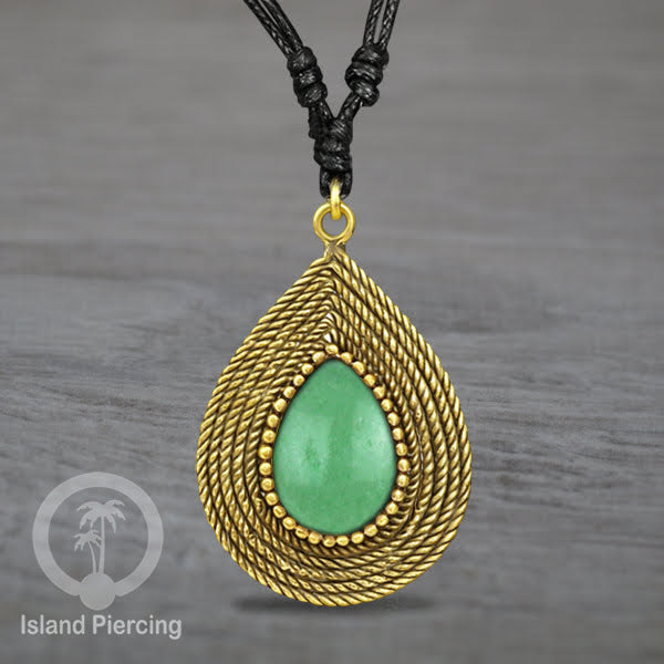 Kalung Liontin Kuningan dengan Batu Asli Brass Pendant Necklace with Semi precious stone