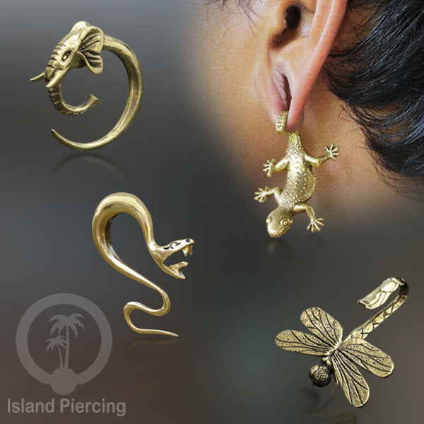 Tindik kuningan, tindik gajah, tindik ular, tindik tokek, tindik capung.