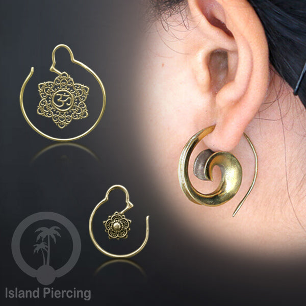 Perhiasan Tindik Anting Kuningan motif Bali, Brass Body Piercing Expander