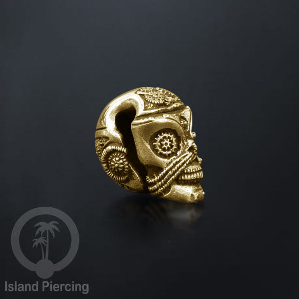 Perhiasan Tindik Kuningan cocok lubang Kecil dan model Tengkorang Ear Gauge, Skull Brass Ear Weight