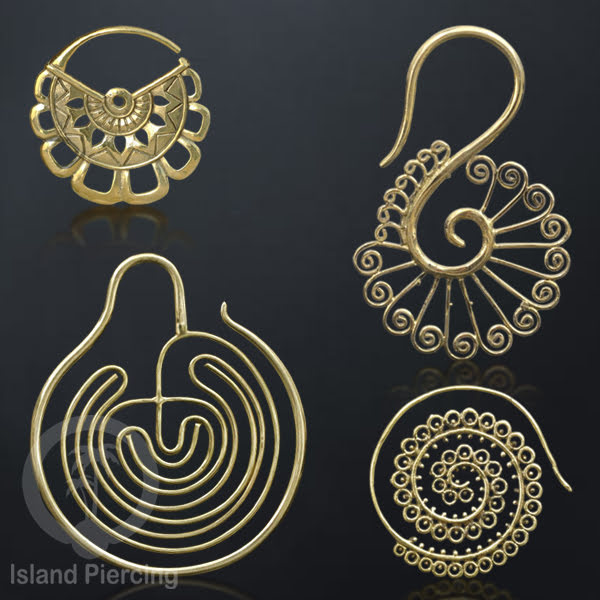 Anting Tindik Kuningan, Trbal Brass jewelry, cocok untuk semua ukuran lubang telinga